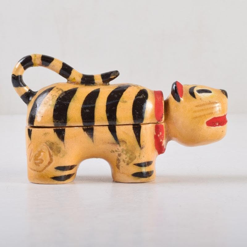 茶道具　京焼　清水六兵衛造　色絵　虎香合　干支　共箱　V　8807 茶道具 京焼 清水六兵衛造 色絵 虎香合 干支 共箱 V 8807 送料無料 京