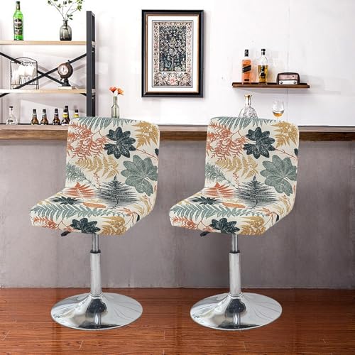 Image of FUANGUI Bar Stool Covers with Backs, 2 Pack Stretch Bar Stool Chair Covers, Knitted Jacquard Bar Stool Covers,Washable Bar Chair Covers Swivel Barstool Slipcovers,13