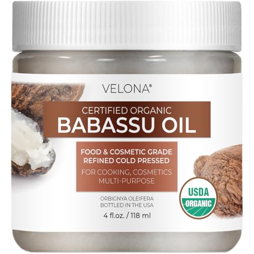 velona Babassu Oil USDA Certified Organic - 4 Fl Oz | 100% Pure and Natural Carrier Oil | Refined Cold Pressed | Face Hair Body & Skin Care and Cooking | Use Today - Enjoy Results