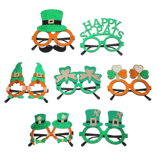 ULDIGI 7pcs Shamrock Patrick's Day Glasses Irish Theme Festival Leprechaun Party Decorative Eyewear