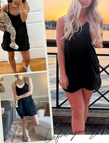 Image of Womens Sleeveless Athletic Hot Shot Mini Dress with Built-in Shorts