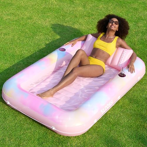 SLOOSH Inflatable Tanning Pool Lounger Float, 70" x 46" Pool Floa...