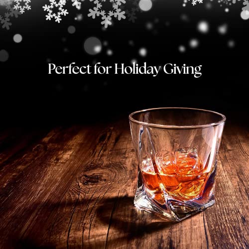 Vaci Glass Crystal Whiskey Glasses - Set Of 4 - With 4 Drink Coasters, Crystal Scotch Glass, Malt Or Bourbon, Glassware Set #TOP4