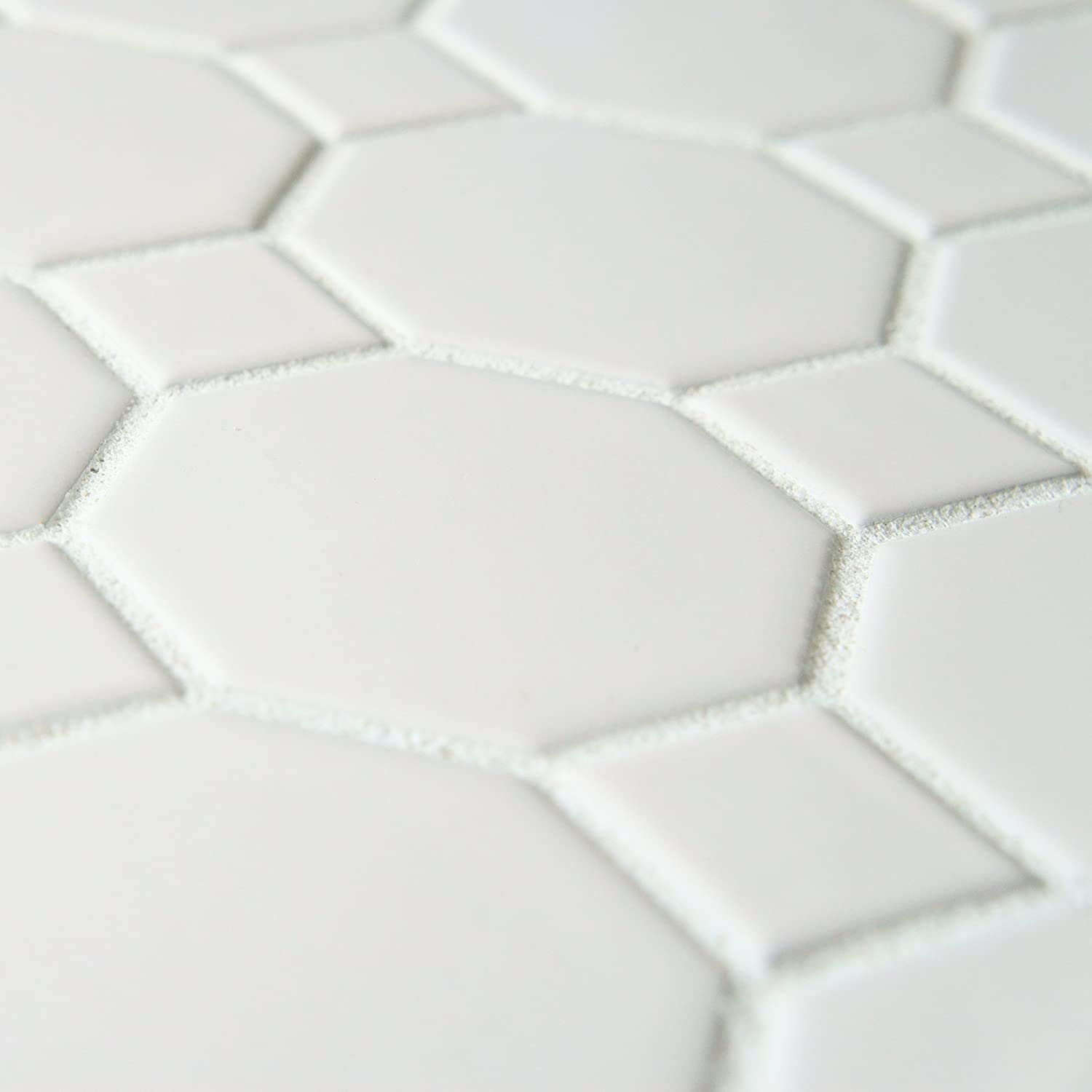 Amazon.co.jp: Tenedos ホワイト 八角形 磁器 モザイクタイル
