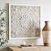 Deco 79 Metal Floral Home Wall Decor Embossed Mandala Scroll Wall Sculpture with Gray Backing and White Wood Frame, Wall Art 34