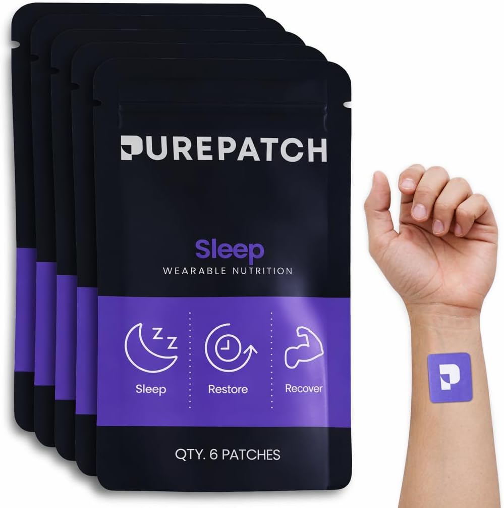 Pure Patch Sleep Patch – Plant-Based Vegan Topical Patch – Magnesium Glycinate – GABA – L-Theanine – Apigenin – Non-Ingestible – Water-Resistant – Gentle on Skin – Gluten Free – Made in USA –30Patches