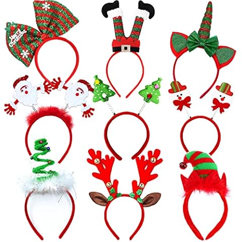 GKDKV Kalrus 9 Pack Christmas Headbands Cute Holiday Headbands Reindeer Bow Headband Fun for Christmas Party Cover
