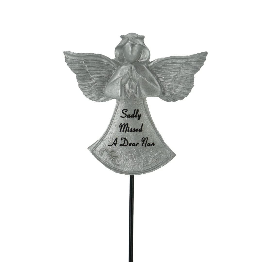 Sadly Missed Nan Silver Guardian Angel Memorial Tribute Stick Graveside Plaque