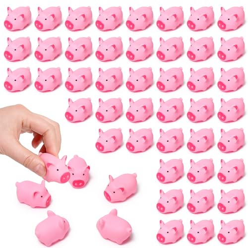 AIOMOB 100 Pcs Collectible Figurines Pigs Bulk Pink Rubber Squeaky Pigs for Indoor Outdoor Home Festival Decor Shower Birthday Party Gift Photo Props