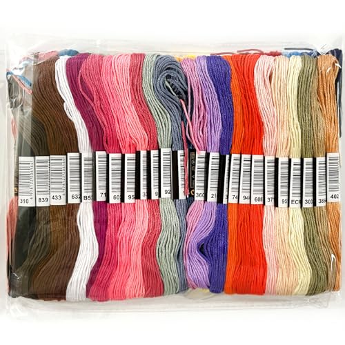 Image of 50 Colors Embroidery Floss 400 Meters (437 Yards), 6-Strand Cotton Cross Stitch Thread for Hand Embroidery & Friendship Bracelets (8.7 Yards per Skein)