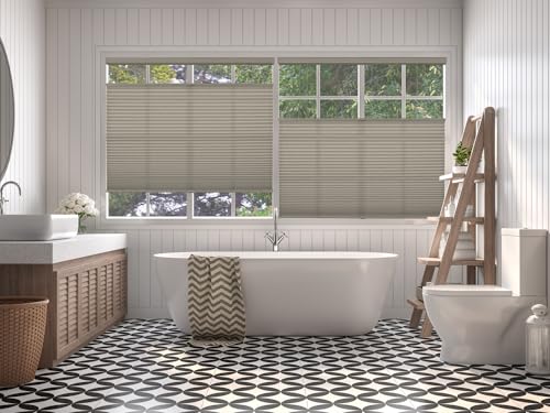 BlindsAvenue Cordless Top Down Bottom Up Cellular Honeycomb Shade, 9/16" Single Cell, Light Filtering, Misty Gray, Size: 32" W x 72" H