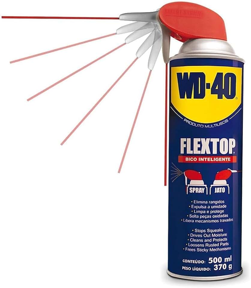 WD-40 Spray Multiuso 500ml - Óleo Lubrificante, Desengripante, Antiferrugem, Para Portas, Ferramentas e Carros