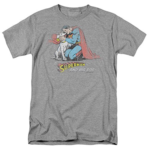 Popfunk Superman and His Dog T-Shirt (Large, Gray)