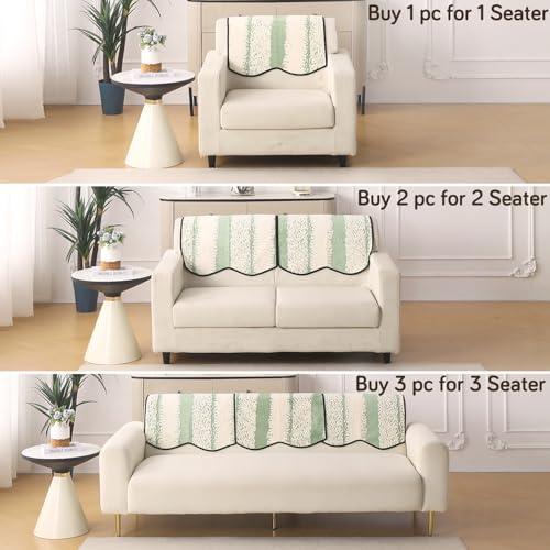 Image of HOKIPO Luxury Wavy Sofa Backrest Cover Mat 55x80 cm | Pack of 1 Anti Slip Backrest Mat, Pistachio Green (AR-6218-GRN)