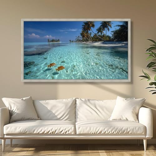 Toile scène de plage grand format pour salon moderne chic