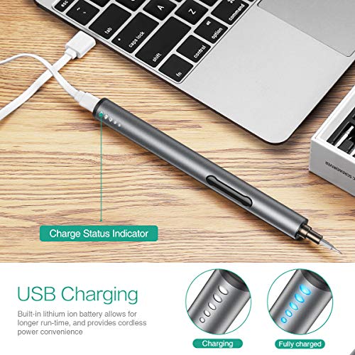 ORIA Electric Screwdriver, 22 in 1 Portable Repair Tools Kit with 20 Bits, Rechargeable Mini Electric Screwdriver with USB Charging, 3 LED Light, Magnetizer for Smartphones, Watches, Toys, Computers