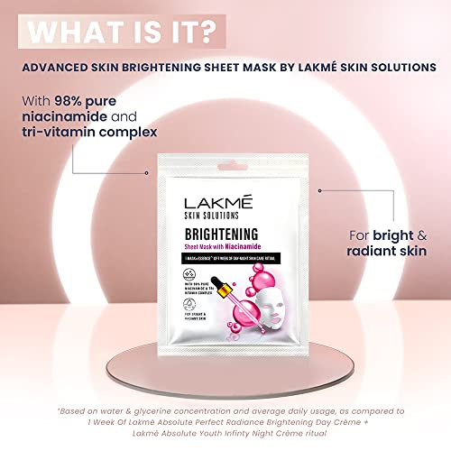 Image of Lakme Skin Solutions Sheet Mask Brightening With Niacinamide 25Ml, Pack Of 2