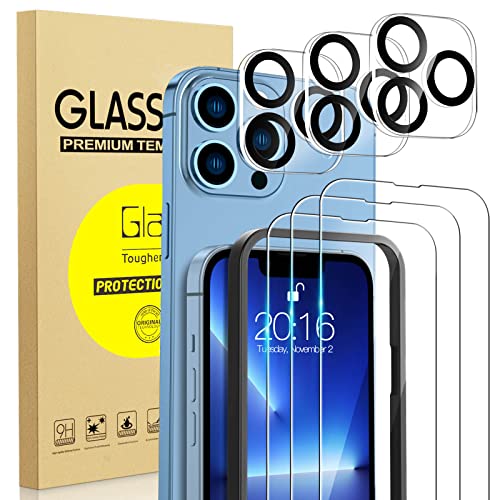 NatuBeau [3+3] 3 Pack Screen Protector Compatible with iPhone 13 Pro with 3 Pack Camera Lens