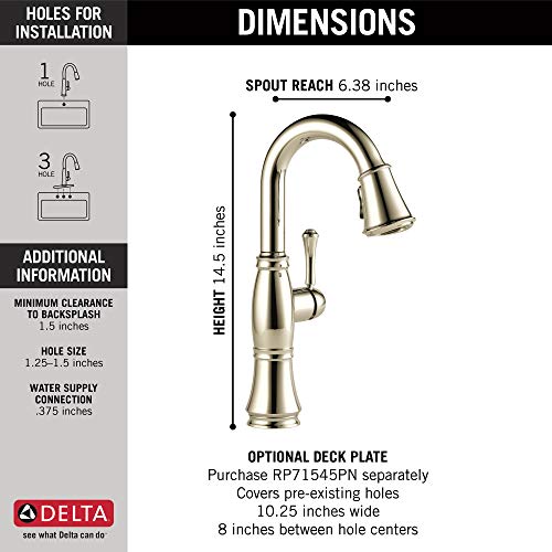 Delta Faucet Cassidy Bar Faucet with Pull Down Sprayer, Single Hole, Polished Nickel by DELTA - Image 3