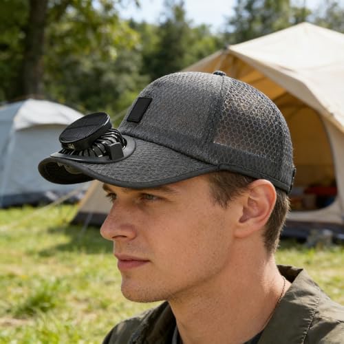 Chapeau avec ventilateur pour randonnée, camping et vacances à la plage