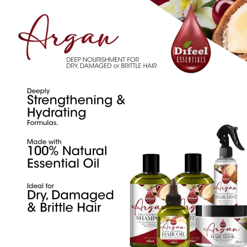 Difeel Essentials Deep Nourishing Argan Conditioner 12 Oz. - Conditioner For Dry, Damaged Or Frizzy Hair, Sulfate Free & Made With 100% Essential Oil #TOP4