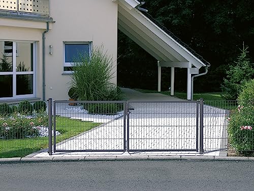 Alberts 680343 Einstab-Gittermatten-Set | Garden Typ 8/6/4 | verschiedene Längen und Höhen | anthrazit | 2000 x 1500 mm | Zaunlänge: 24 m