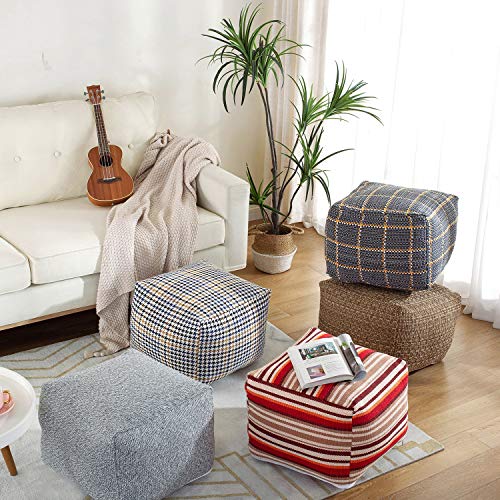 Sexysamba Unstuffed Square Pouf Cover Ottoman Bean Bag Chair Foot Stool Rest Decorative Poufs For Living Room Bedroom,Grey #TOP2