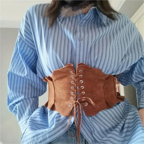 Pu Leather Corset Belt for Women Wrap Around Cinch Waistband Black Cummerbund Brown Cowboy Belt3