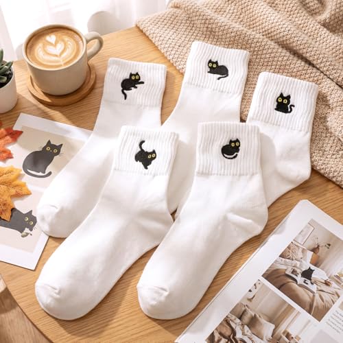 Image of Eurzom 10 Pairs Socks Womens Crew Elastic Ankle Length Cotton Socks Aesthetic Cute Lightweight Low Cut Gifts for Women