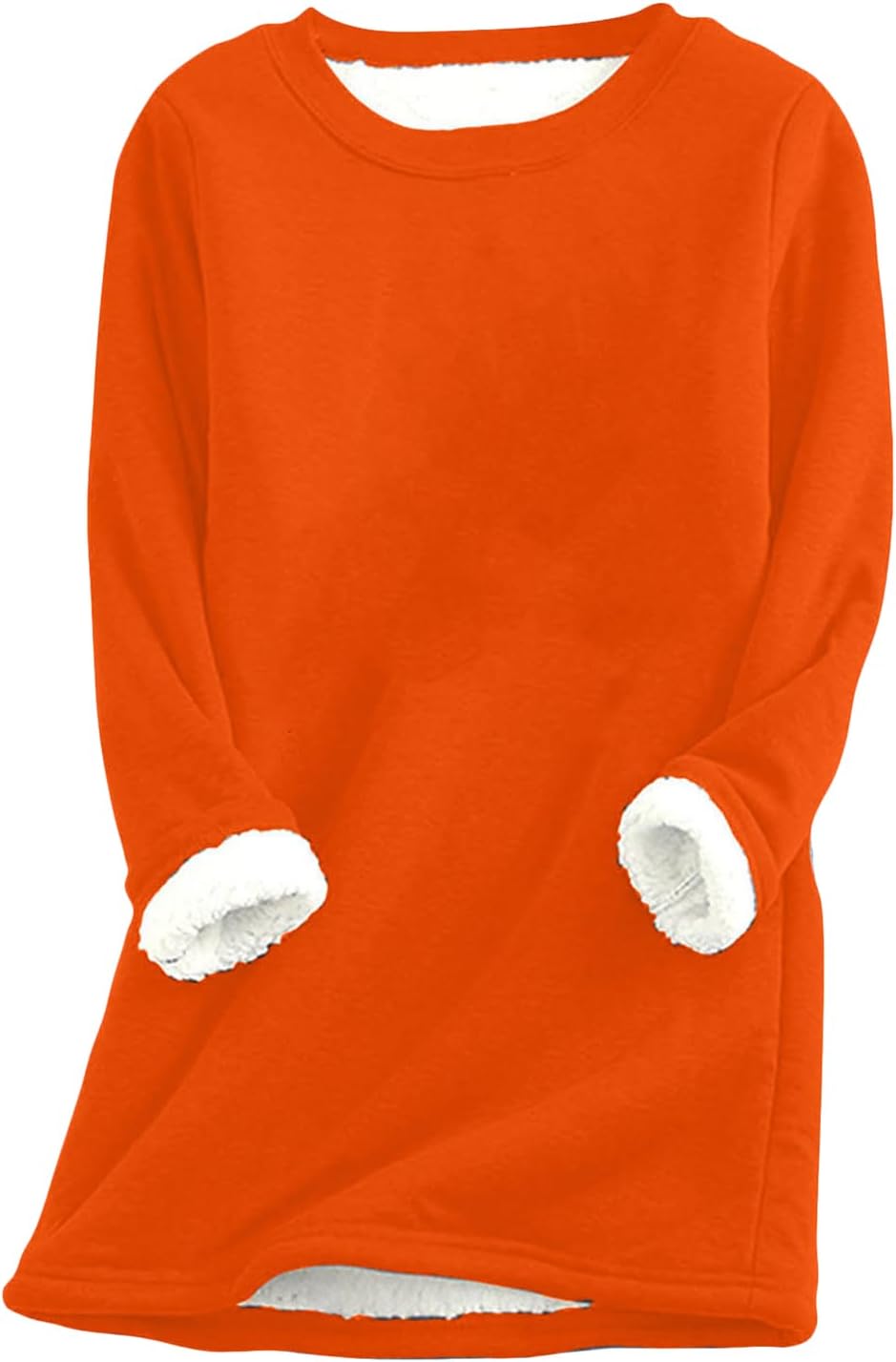 EFOFEI Womens Winter Soft Sherpa Fleece Lined Pullover Crewneck Solid Color Sweatshirt