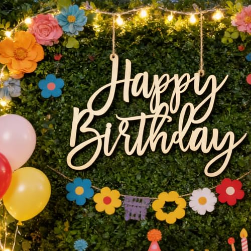 Happy Birthday Wooden Sign for Backdrop - Large Brown Happy Birthday Sign,Suitable for Women Men to Decorate Birthday Baby Shower Backdrop Decal Birthday Signs for Wall