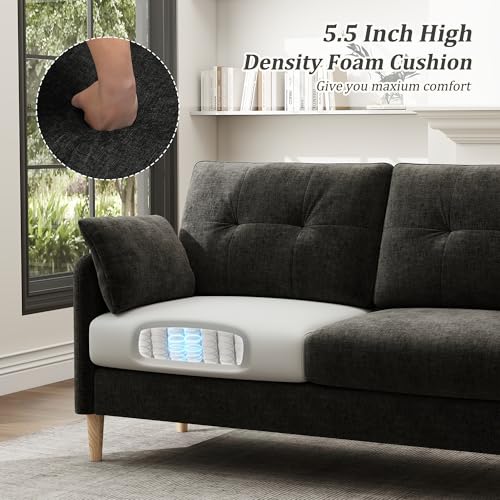 Image of Hanherry Loveseat Sofa, 62.6 inch Small Couch for Living Room, Comfy Chenille Fabric Love Seat for Bedroom with Throw Pillow,Removable Cushion Cover,Couches for Small Space,Apartment,Dorm