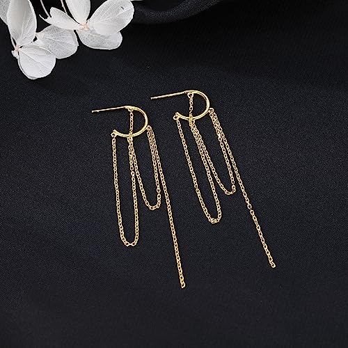 SLUYNZ 925 Sterling Silver Dangle Earrings Tassel for Women Elegant Dangling Earrings Chain Threader Earrings4