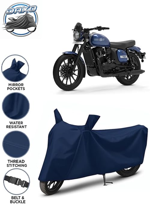 Image of Waterproof Bike Cover for Jawa 42 | All Weather Protection from Rain, Dust, UV Rays & Scratches with Mirror Pockets & Buckle Belt | 42 Bike Cover