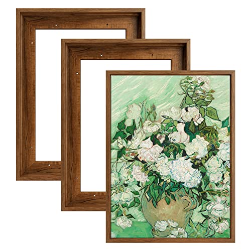Image of 5x7 Floating Canvas Frame for Abstract Prints,0.9 inch Deep,Dark Brown | Set of 2,Easy Framing,Floating Frames for Oil Paintings Landscape Portrait,Modern Bedroom Dining Room Garden Hallway Decor