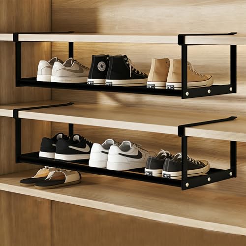 FARYODI Zapatero colgante para armarios, 40-70 cm ajustable, organizador de estante debajo del armario para almacenamiento, ropa y organización en cocinas (negro)