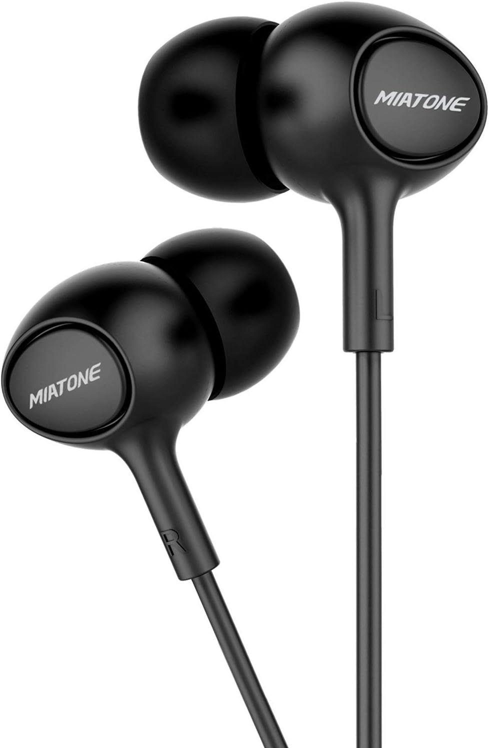 MIATONE Earbuds with Microphone, in-Ear Ear Bud Headphones Dynamic Crystal Clear Sound, Ergonomic Comfort-Fit Earphones - Black
