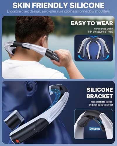 Image of AaoLin Portable Neck Fan USB-C Rechargeable, with 6000mAh Battery, Hands-Free Personal Fan 6 Speeds, 6-20Hrs Cooling, Adjustable 11oz Lightweight, Neck Cooler for Outdoor Sports /Gym /Office