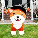 COMIN Halloween Inflatable 4FT Wizard Shiba Inu Dog with Built-in LEDs Blow Up Yard Decoration for...