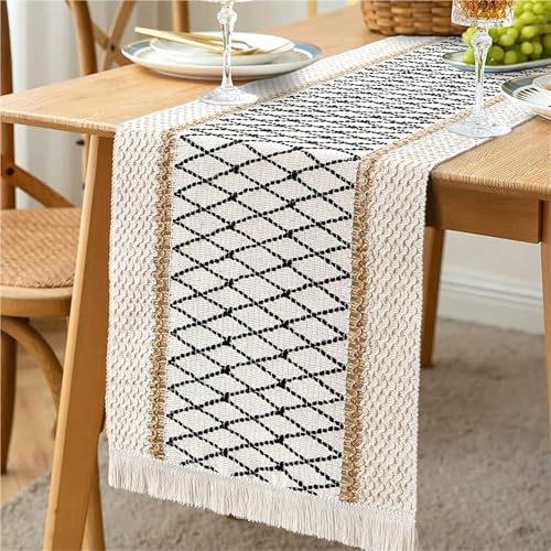Chemin de table rustique de ferme en coton et lin pour repas de vacances - 3