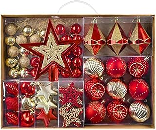 Valery Madelyn 70pcs 3-11cm Shatterproof Christmas Baubles,Luxury Red and Gold Christmas Ball Ornaments for Christmas Tree Decorations