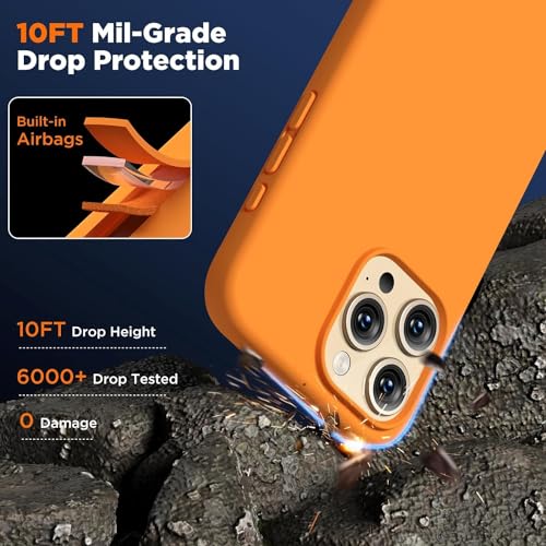 Image of Back Cover for iPhone 13 Pro Case,[Military Shockproof Protection] Liquid Silicone Case with [Soft Anti-Scratch Microfiber Lining for iPhone 13 Pro (Orange)
