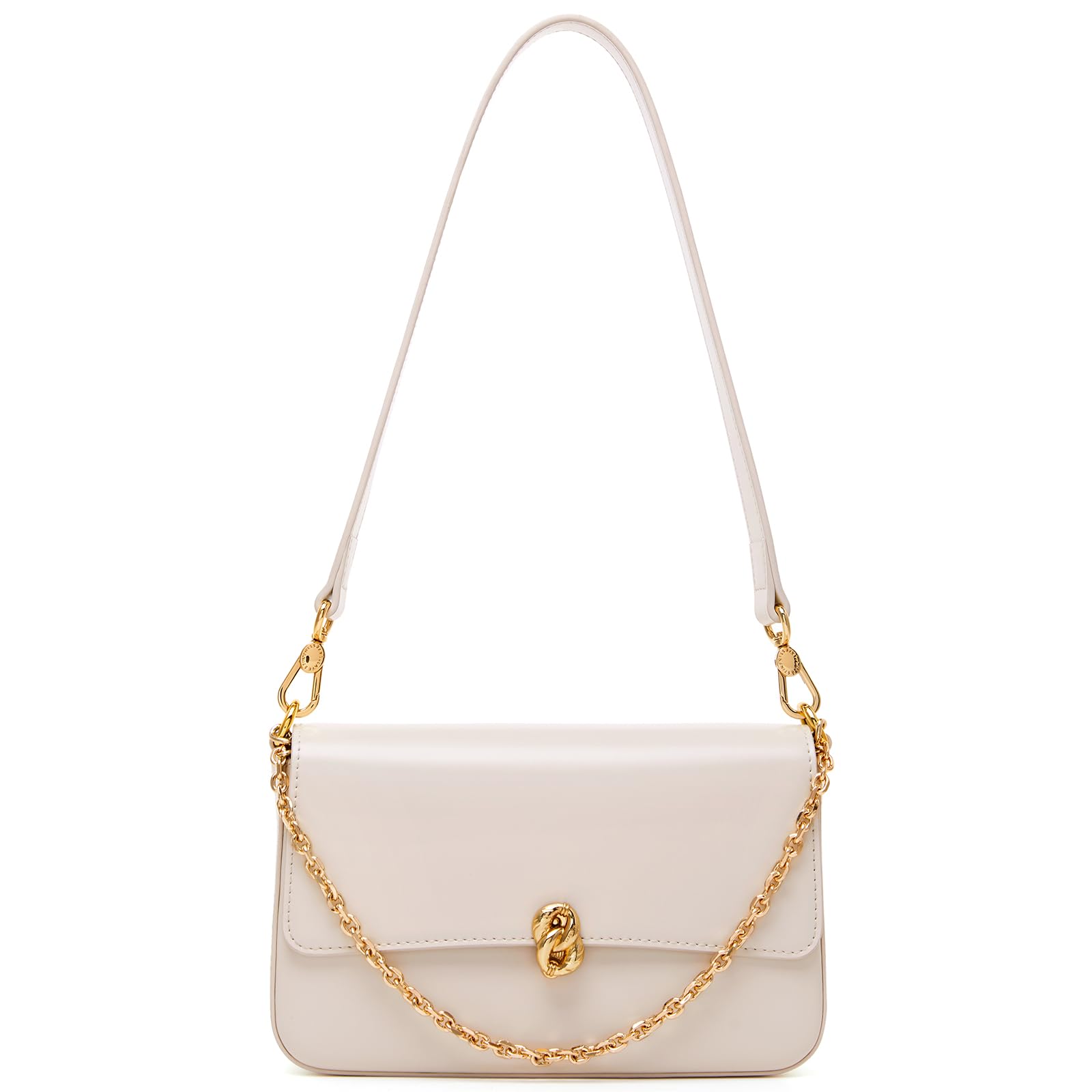 LA FESTIN Small Leather Shoulder Bag for Women: White Designer Crossbody Handbag Satchel Purse with Strap