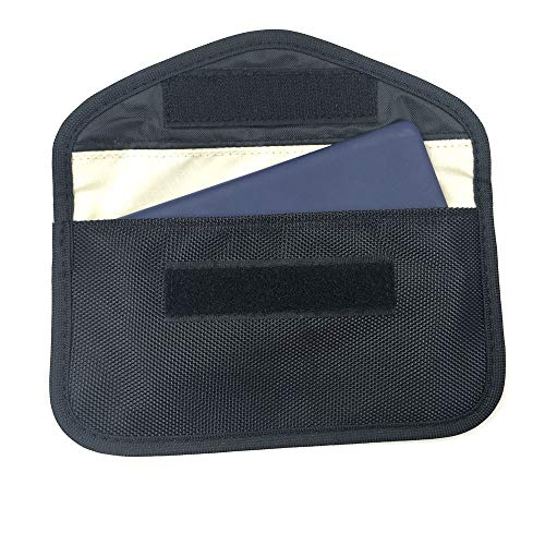 Amaoma RFID bloqueio sinal sistemas, bolsa de bloqueio de sinal capa para telemóvel proteção a privacidade e chave do carro Fob bolsa bloqueio sinal sistemas dispositivo anti-roubo (preto grande)