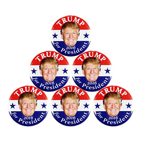 6-pack, 2016 DONALD TRUMP for PRESIDENT CAMPAIGN BUTTONS, 2.25