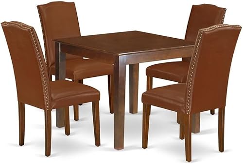 Miniatura 16 de East West Furniture OXEN5-LWH-57 - Juego de mesa y sillas de cocina de 5 piezas, incluye una mesa de comedor cuadrada y 4 sillas de comedor Parsons