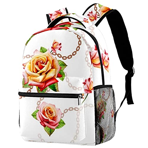 Sac à dos d'écolier 14" chaîne de fleurs imprimé fleuri multicolore durable