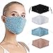 Sparkly Sequins Mouth Masc Fashion Designer Glitter Cotton Face Cover With Adjustable Ear Loops Reusable Masquerade Party Nightclub Rave Festival Sequins Face Covering (Light Blue)