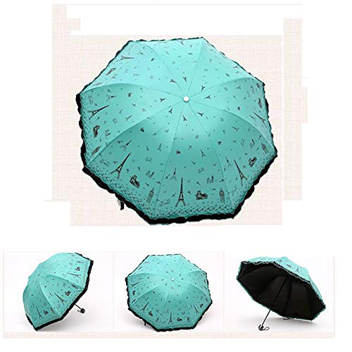 Preisvergleich Produktbild Sgsg Regenschirm Kompakte Taschenschirm Kompakt Vinyl Sonnenschirm UV-Schutz Winddicht Design Faltbar Trekkingschirm Reisen Im Freien,Green