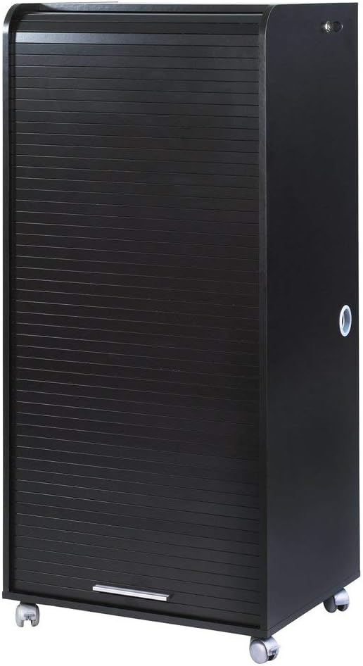 SIMMOB orga140non Mobile Computer Cabinet with 2 Drawers Wood Black 65,2 x 53.1 x 139,9 cm
